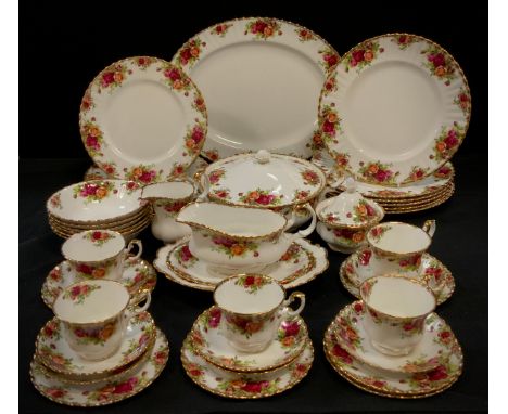 Royal Albert 'Old Country roses' table service for five including; five tea cups and saucers, six dinner plates, six medium p