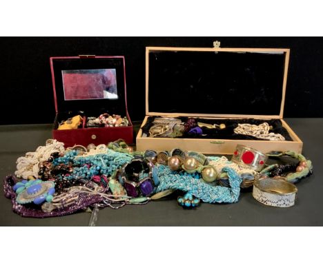 Jewellery - Victorian oval portrait brooch;  white metal bangle,  beads, necklaces, brooches, earrings, simulated pearls, etc