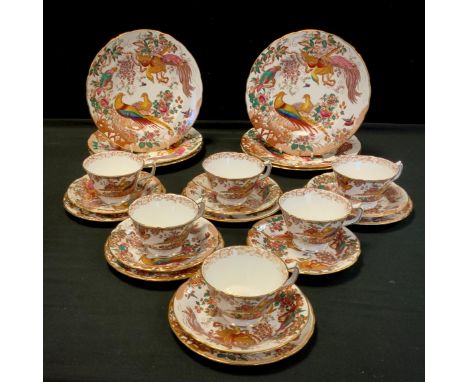 A Royal Crown Derby Olde Avesbury part tea service comprising dessert plates, side plates, tea cups and saucers, etc, first q