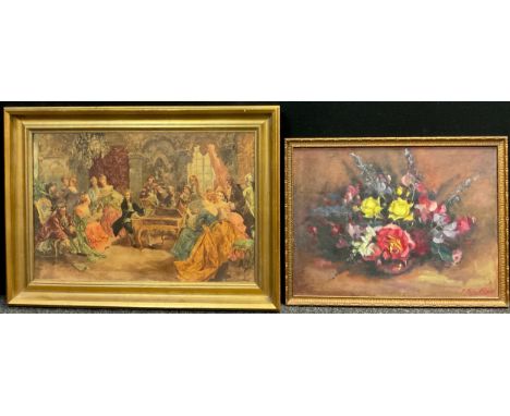 English school, A Summer Bouquet, indistinctly signed, oil on board, 45.5cm x 60cm;  another, after Vicente Garcia de Paredes