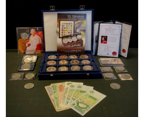 Coins, Tokens &amp; Bank notes - a George IV silver crown, 1935, 2012 Queen Elizabeth II Diamond Jubilee collection gold plat