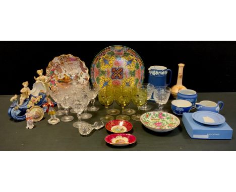 Ceramics - Royal Crown Derby Avesbury plate, Royal Worcester Blush ivory bud vase, Stuart Crystal wines glasses, etc 