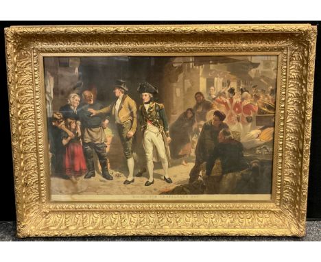 Fred Roe, after, ‘Bound for Trafalgar’s Bay, Nelson Leaving Portsmouth for the Victory, 1805’, lithograph, large Victorian st