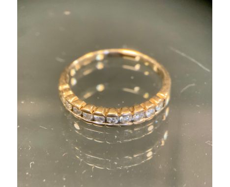 A modern diamond half eternity ring, set with ten round brilliant cut diamonds, total 0.33ct, 9ct gold shank, size R, 2.6g gr