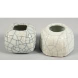 TWO CHINESE GE WARE BRUSH WASHERS, (2).