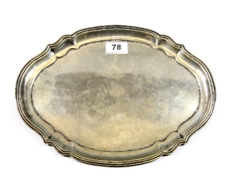 An .800 silver tray 34cm x 25cm
