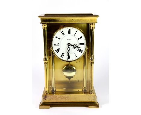 A gilt brass 4 glass mantle clock H:26