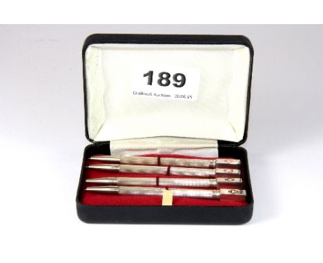 Hallmarked silver set of 4 bridge pencils