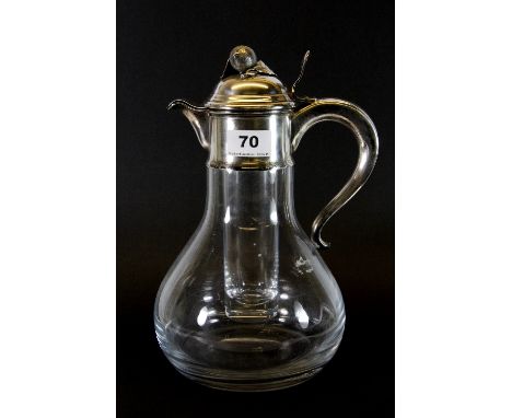 An .800 silver mounted lidded water jug, H:28cm