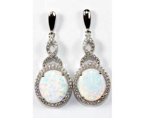 .925 silver and faux opal drop earrings