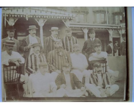 CRICKET, original sepia photograph (4.25 x 3.25), complete South team, Grace, Murdoch &amp; Stoddart playing for the South Te