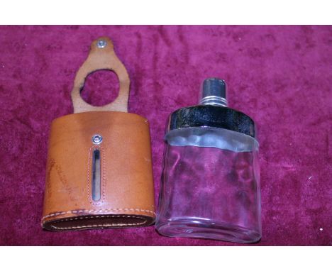 A vintage cased hip flask 