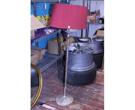 A vintage silver toned floor lamp, collection only 