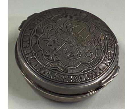 A silver communion snuff box with lift-off cover. Marked to base. Birmingham 1910. Approx. 30 grams. Est. £40 - £60.
