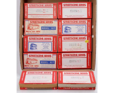 One tray containing ten ABS Street Scene series 1/76 scale white metal kits to include a London Transport STL Central Area co