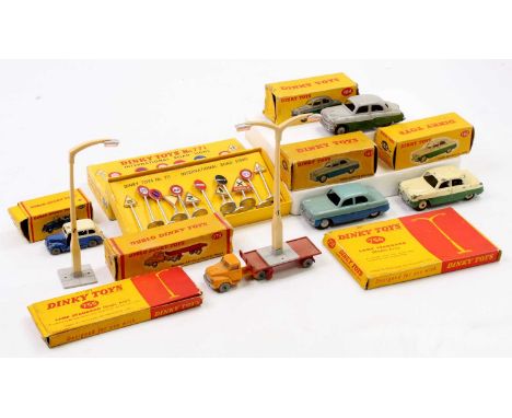 Dinky Toys boxed model collection with examples including No. 164 Vauxhall Cresta Saloon, No. 162 Ford Zephyr Saloon, No. 771