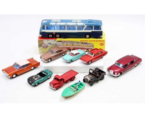 A collection of Dinky Toys and Spot-On diecast, with examples including a Dinky Toys No. 170 Lincoln Continental, No. 128 Mer