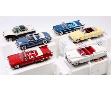 Six various Franklin Mint 1/24 scale diecast vehicles to include a 1949 Buick Roadmaster, a 1953 Cadillac Eldorado, a 1959 Ca