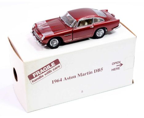 Danbury Mint 1/24th scale 1964 Aston Martin DB5 in wine red, complete with polystyrene packing and outer box, with certificat