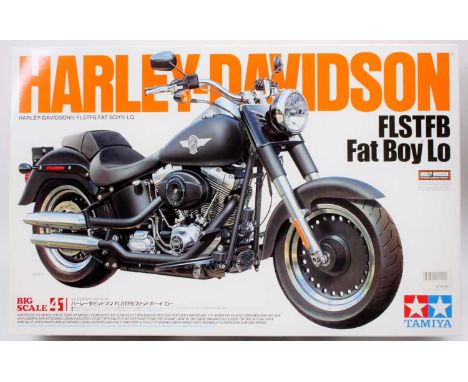 A Tamiya 1/6th scale Harley Davidson FLSTFB Fat Boy Lo, as issued in its original and very clean box