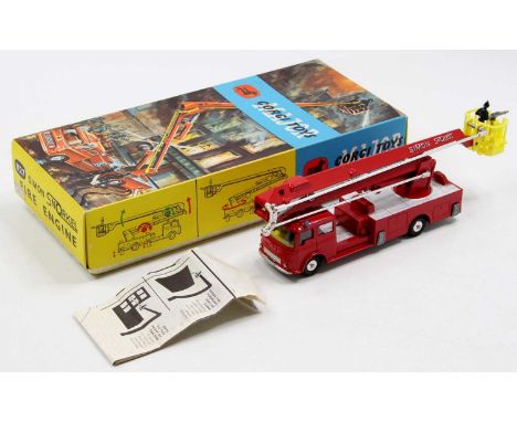 A Corgi Toys No. 1127 Simon Snorkel fire engine comprising of red body with fire engine figures and spun hubs housed in the o