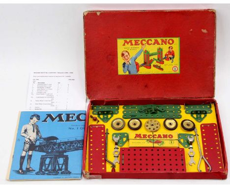Meccano No.1 1950s gift set, housed in the original box with leaflet