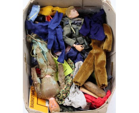 Box of various Action Man Palitoy Figures and clothing A/F, all 1970s