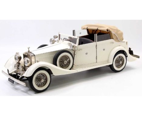 Pocher 1/8th scale kit built model of a K75 Rolls Royce 1934 Torpedo Cabriolet Phantom II, finished in cream with black inter