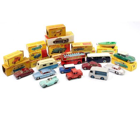 Dinky Toys part boxed, play-worn, and repainted model group, with examples including No. 142 Jaguar Mk10, No. 255 Mersey Tunn