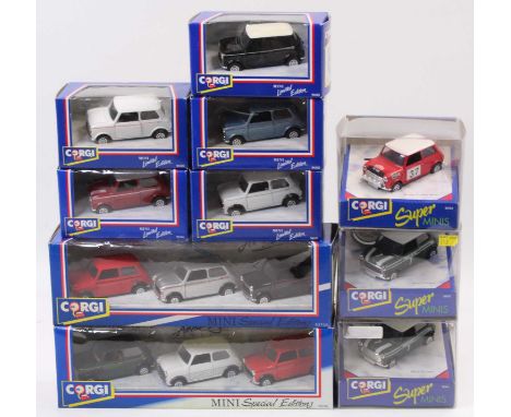 10 Corgi Classics 1/36th scale Mini Models, with specific examples including No. 94140 Monte Carlo Mini, No. 94145 Limited Ed