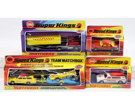 Matchbox Lesney Super Kings &amp; Speed Kings boxed model group of 4 comprising K46 Mercury Commuter, Racing Car &amp; Traile