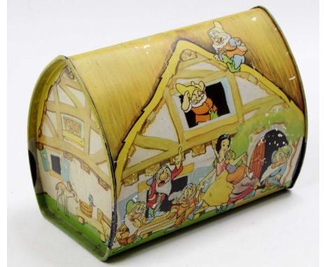 Vintage Snow White and 7 Dwarves Biscuit Tin, in the form of The Dwarves House, Circa 1938