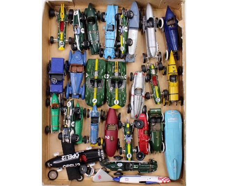 One tray containing a selection of various white metal and resin factory and handbuilt model race cars, to include Spark Mode