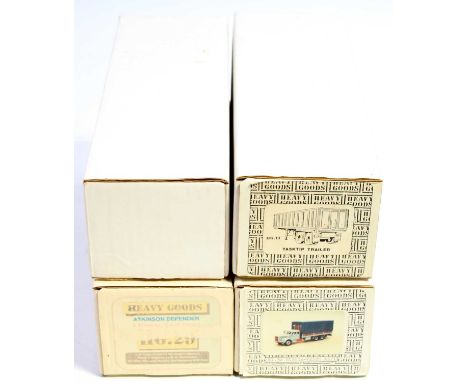 One box containing four various Heavy Goods, 1/50 scale heavy haulage trailer and vehicle group to include a Van Hool 3-axle 