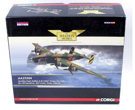 Corgi Aviation Archive 1/72 scale model No. AA37204 Handley-Page Halifax B3 (Friday 13th) flying aircraft, appears as issued 