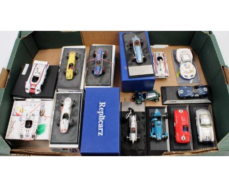 One tray containing a quantity of various diecast white metal and resin factory and hand built 1/43 scale models to include a