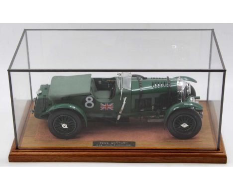Airfix 1/12th scale kit built model of a Bentley 1930 4.5 Litre Supercharged, housed in a glazed display caseLength 44cm, Dep
