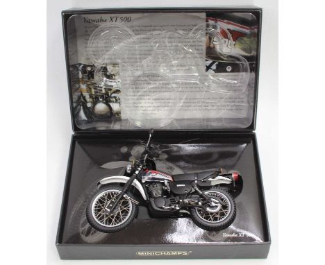 A Minichamps 1/12 scale model of a Yamaha XT500 1981 from the Classic Bike Series No. 20, housed in the original display box