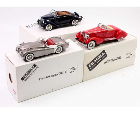 Danbury Mint 1/24th scale boxed model group of 3 comprising a 1934 Packard V-12 Lebaron Speedster, a 1936 Ford Deluxe Cabriol