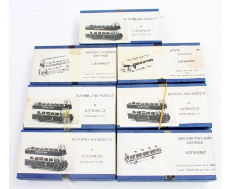 One tray of seven boxed Western Precision Castings 1/76 scale public transport white metal kits to include a Dennis E Dixon 1