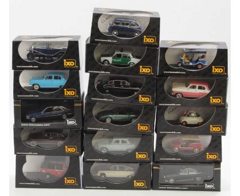 16 various plastic cased Ixo 1/43 scale diecasts to include a Tatra 603/1970 saloon, a Volgar M21 Finland police car, and oth