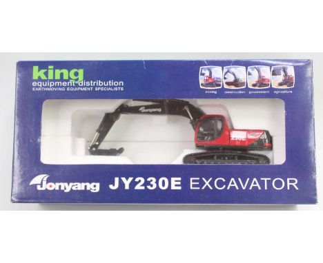 A King Equipment Ltd 1/50 scale diecast model of a Jonyang JY230E excavator housed in the original window display box