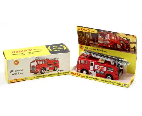 A Dinky Toys No. 285 Merryweather Marquis fire tender comprising red body with base metal parts and extending ladder, with gr