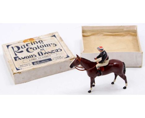 Britains Racing Colours of Famous Owners, Lord Glanely, housed in the original white ground card box, missing whip