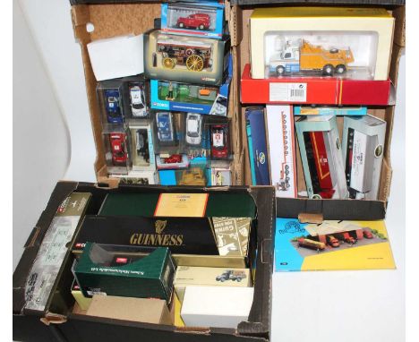 Three trays containing a quantity of various boxed modern issue diecast to include Corgi, Corgi Classics, Prieiser, Corgi Vin