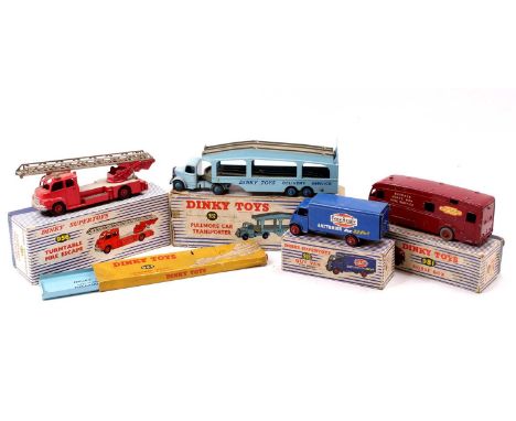 Dinky Toys boxed model group of 4 comprising No. 918 Guy "Ever Ready" Van, No. 956 Turntable Fire Escape, No. 982 Pullmore Ca