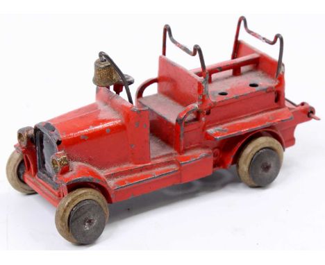 A John Hill &amp; Co (Johillco) pre-war Fire Engine, comprising a red body, with a black radiator, and cab mounted bell, repl