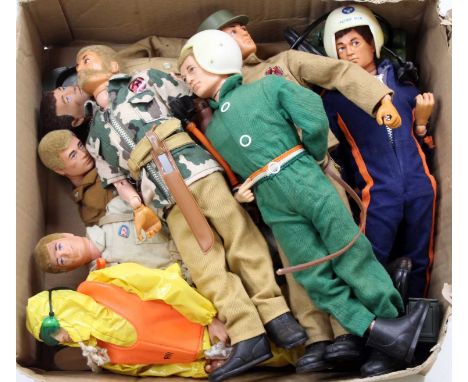 8 various Action Man Palitoy Figures, to include RNLI Sea Rescue, US Paratrooper, and others