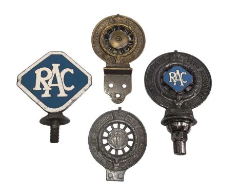Four vintage RAC car badges including Auto Cycle Union