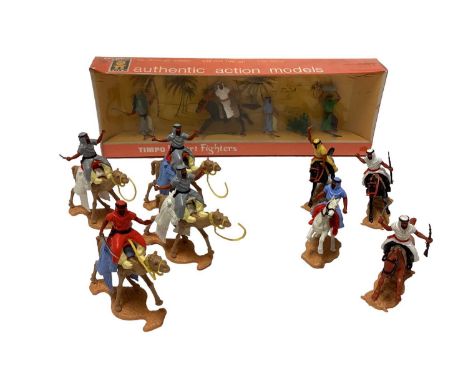 Timpo Toys mounted Arabs on camels, Desert Army Cavalry and Eskimos (2 boxes)